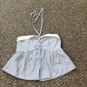 Striped Blue and White Halter Top
